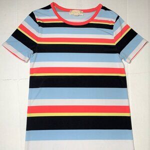 Michael Kors Multicolor Striped Stretch Short Sleeve Mini T-Shirt Dress Womens S